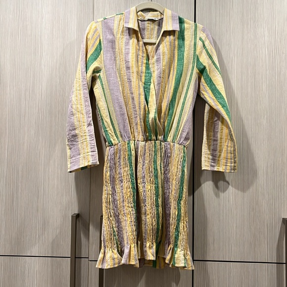 ZARA | Bloggers Fave The Valery Striped Smocked Bodycon Mini Dress | XS - Picture 6 of 15